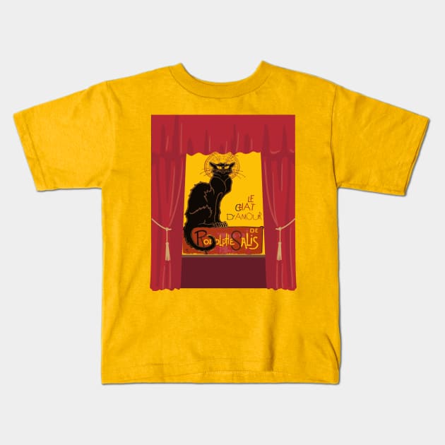 Le Chat Noir DAmour Theatre Stage Kids T-Shirt by taiche